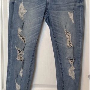 KanCan Ripped Skinny Jeans in Medium Wash Blue